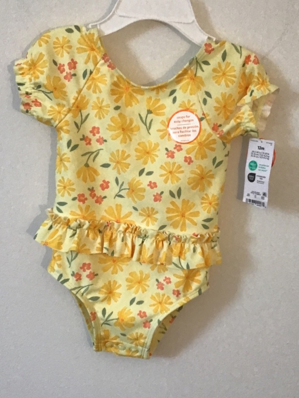 Carter’s Girls One-Piece Floral Ruffle Swimsuit Size 12 Months
